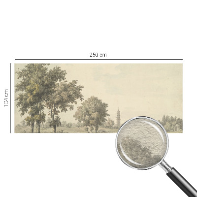Large wall mural wallpaper with a serene park scene