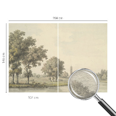 Large wall mural wallpaper with a serene park scene