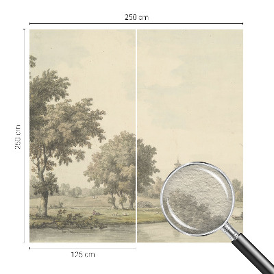 Large wall mural wallpaper with a serene park scene