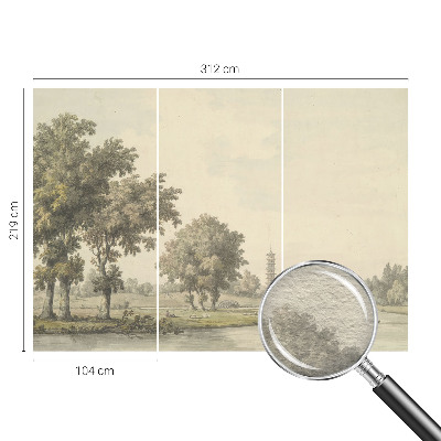 Large wall mural wallpaper with a serene park scene