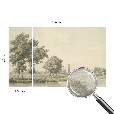 Large wall mural wallpaper with a serene park scene