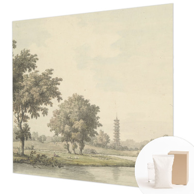 Large wall mural wallpaper with a serene park scene