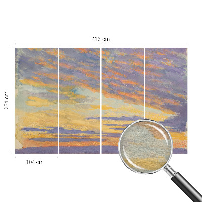 Wall mural for bedroom with a pastel sky design