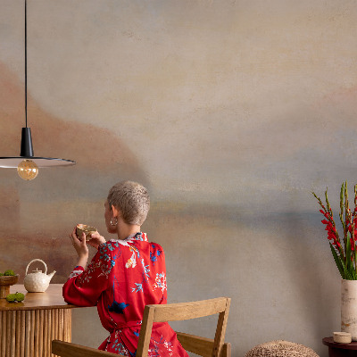 Wall mural for living room with an ethereal landscape design