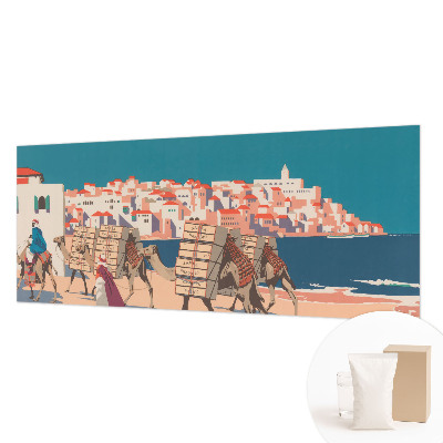 Wallpaper mural for living room featuring a camel caravan