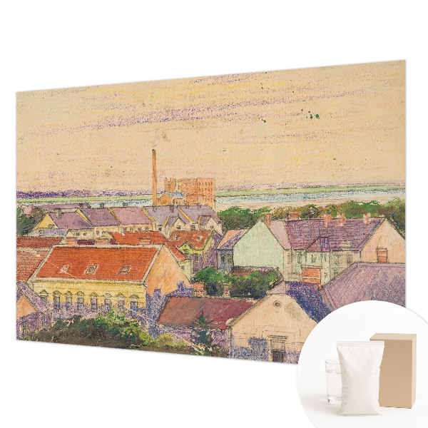Bedroom wall mural wallpaper with an urban rooftops design