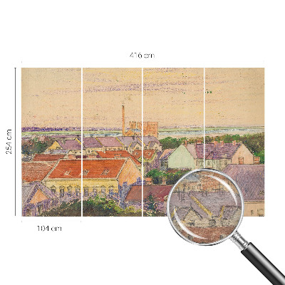 Bedroom wall mural wallpaper with an urban rooftops design