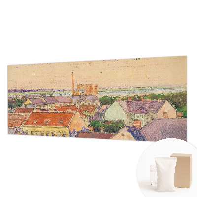 Bedroom wall mural wallpaper with an urban rooftops design