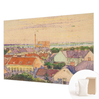 Bedroom wall mural wallpaper with an urban rooftops design