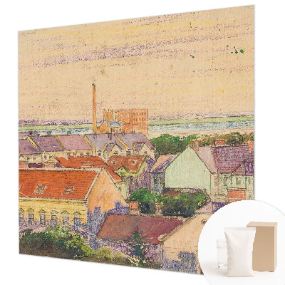 Bedroom wall mural wallpaper with an urban rooftops design