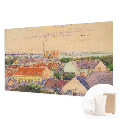 Bedroom wall mural wallpaper with an urban rooftops design