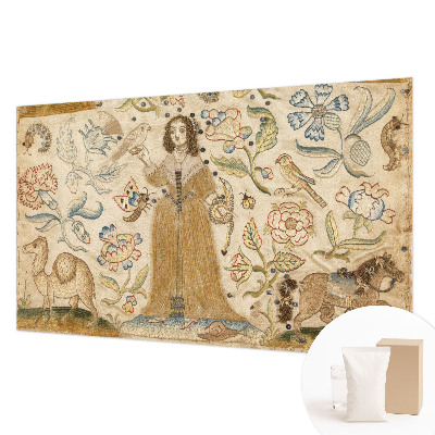 Large wall mural featuring a colorful nature scene