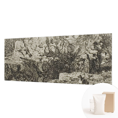 Large wallpaper mural featuring a mountain scenery design