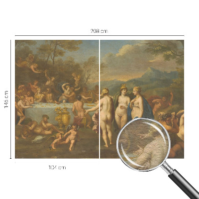 Large wall mural wallpaper featuring an ancient feast design