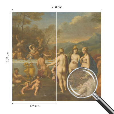 Large wall mural wallpaper featuring an ancient feast design