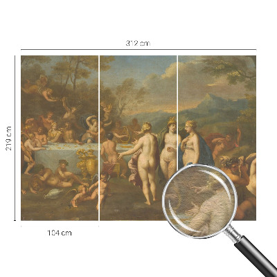 Large wall mural wallpaper featuring an ancient feast design