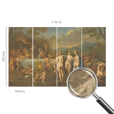 Large wall mural wallpaper featuring an ancient feast design