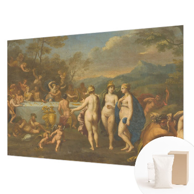 Large wall mural wallpaper featuring an ancient feast design