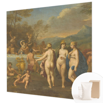 Large wall mural wallpaper featuring an ancient feast design