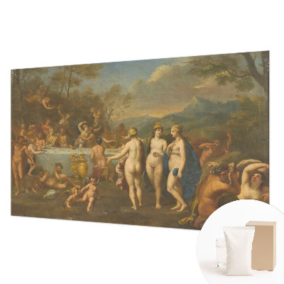 Large wall mural wallpaper featuring an ancient feast design