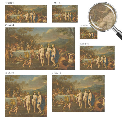 Large wall mural wallpaper featuring an ancient feast design
