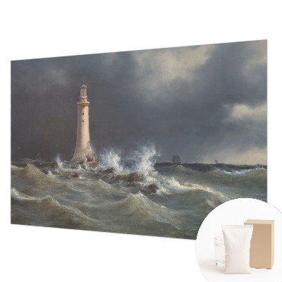 Custom size wall mural featuring a sea storm design