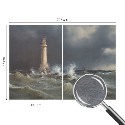 Custom size wall mural featuring a sea storm design