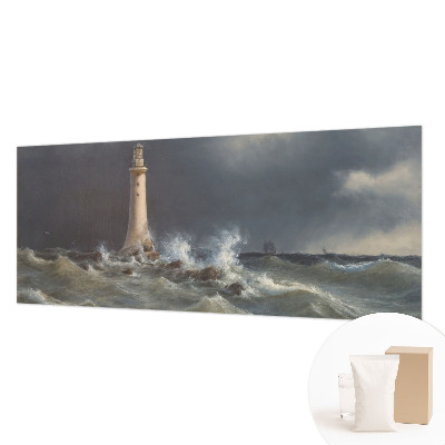 Custom size wall mural featuring a sea storm design