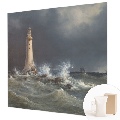 Custom size wall mural featuring a sea storm design