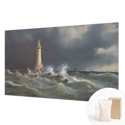 Custom size wall mural featuring a sea storm design