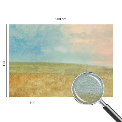 Modern wall mural with a pastel fields design