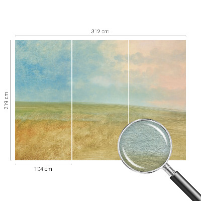 Modern wall mural with a pastel fields design