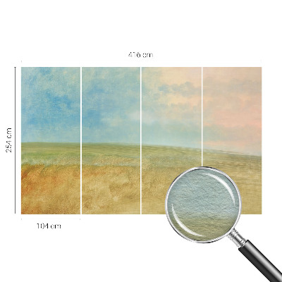 Modern wall mural with a pastel fields design