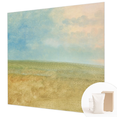 Modern wall mural with a pastel fields design
