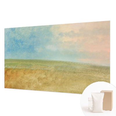 Modern wall mural with a pastel fields design