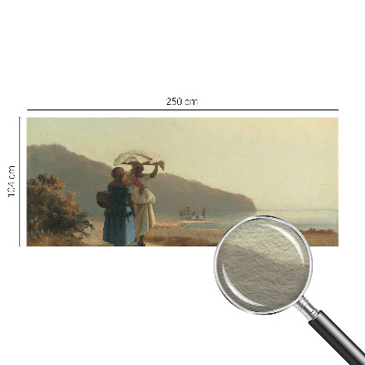 Modern wall mural for bedroom featuring a seaside walk motif