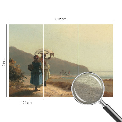 Modern wall mural for bedroom featuring a seaside walk motif