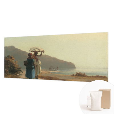 Modern wall mural for bedroom featuring a seaside walk motif