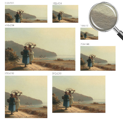 Modern wall mural for bedroom featuring a seaside walk motif