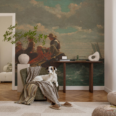 Modern wall mural for living room with a sea expedition motif