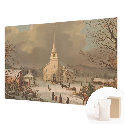 High quality wall mural wallpaper with a winter landscape design