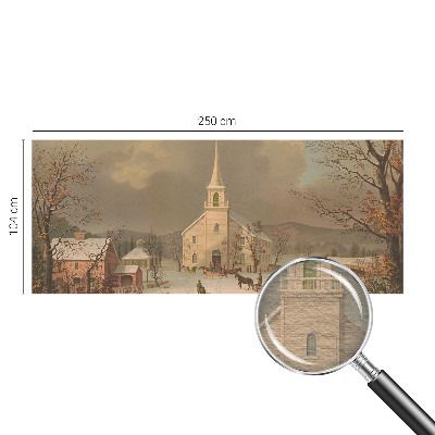High quality wall mural wallpaper with a winter landscape design