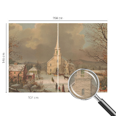 High quality wall mural wallpaper with a winter landscape design