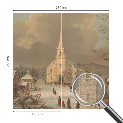 High quality wall mural wallpaper with a winter landscape design