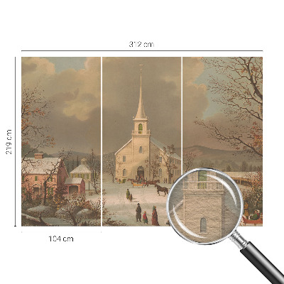 High quality wall mural wallpaper with a winter landscape design
