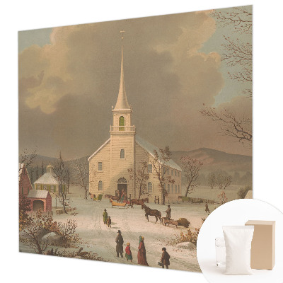 High quality wall mural wallpaper with a winter landscape design