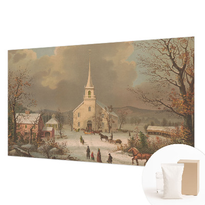High quality wall mural wallpaper with a winter landscape design