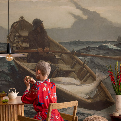 Premium wall mural for bedroom featuring a fisherman at sea