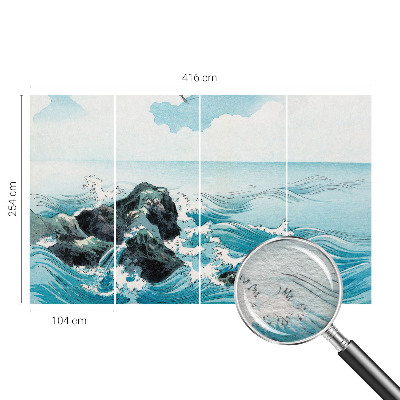 Decorative wall mural for living room featuring a sea scene