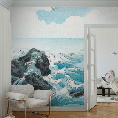 Decorative wall mural for living room featuring a sea scene